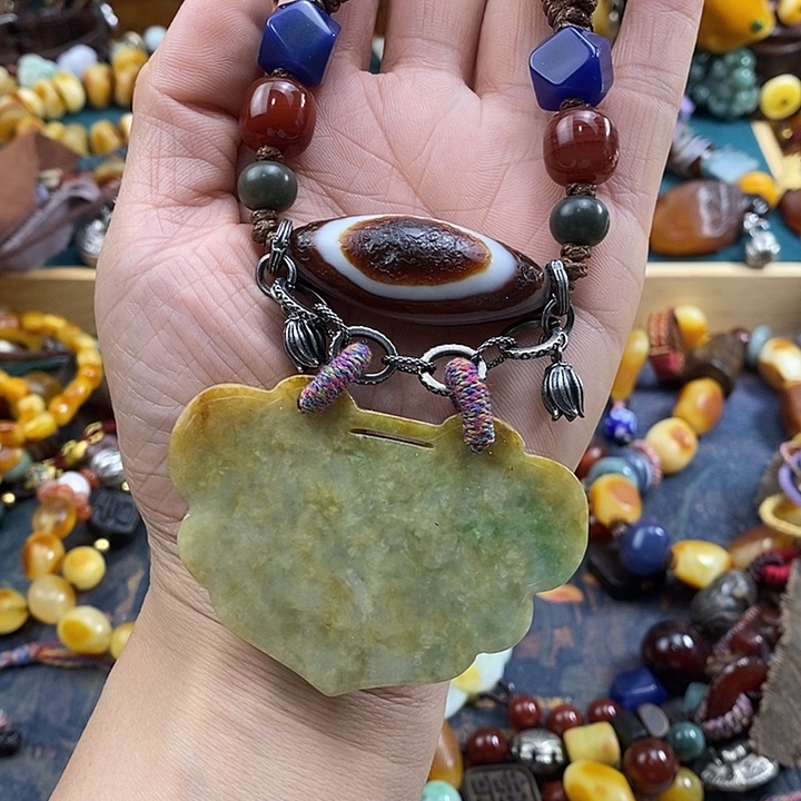 翡翠未镶嵌项链项链