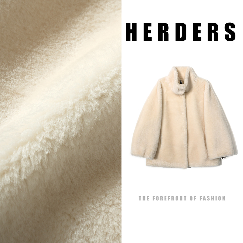 HERDERS 中长款立领皮毛一体外套 52300