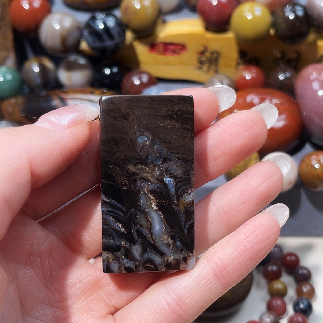 三***雨硅化玉未镶嵌天然北票硅化玉吊坠