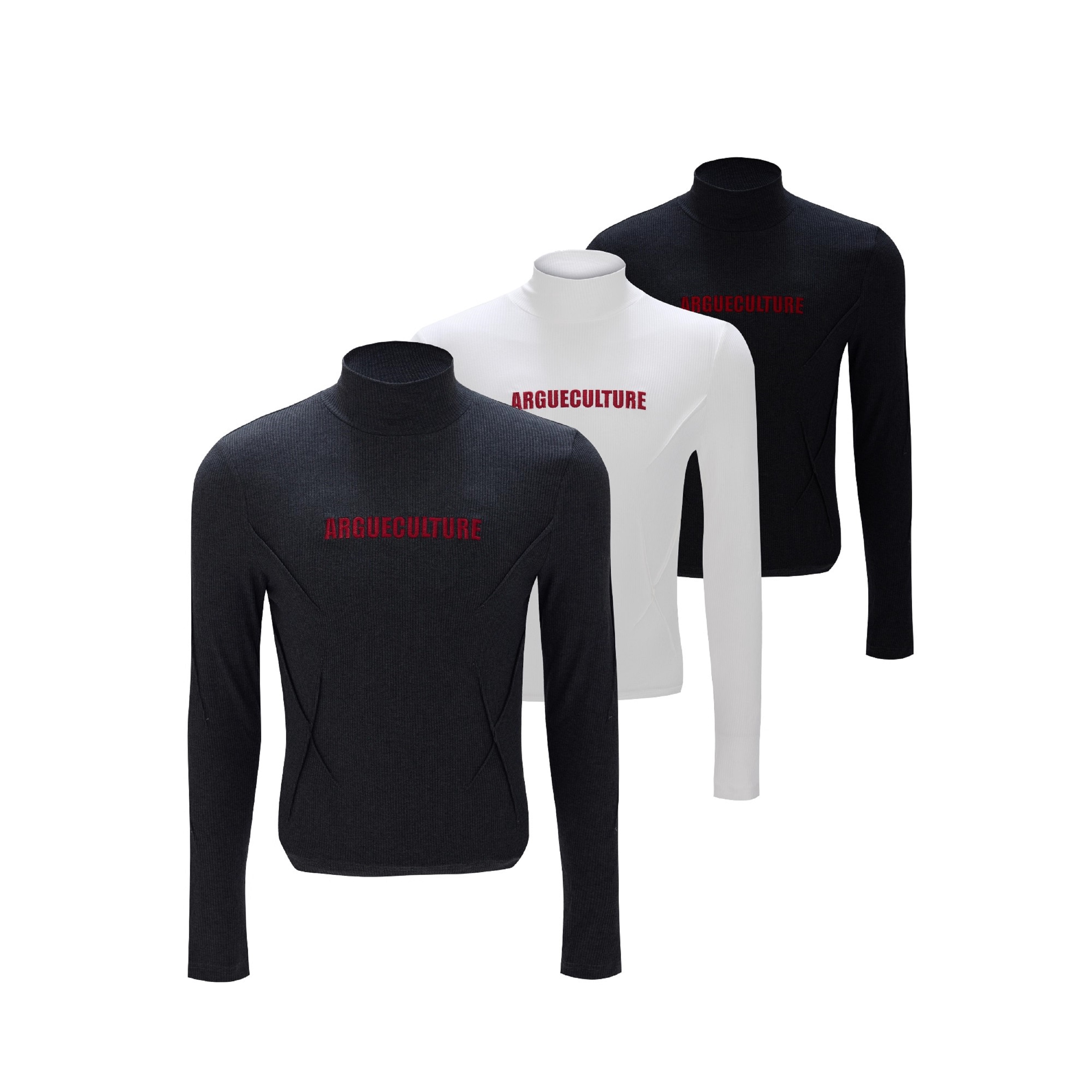 ArguE CulturE秋冬立体解构高领纯色logo打底衫修身简约百搭内搭