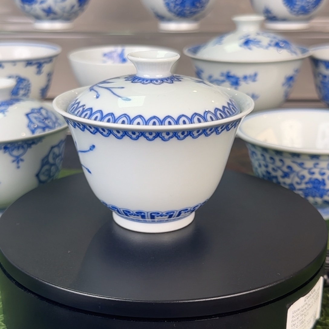 觉***醒景德镇手绘手绘青花盖碗