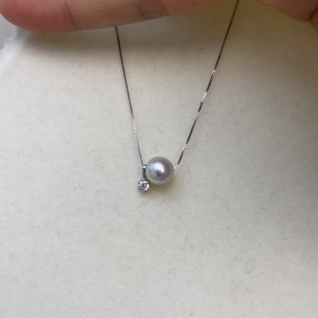 海水珍珠银S925镶嵌颈饰