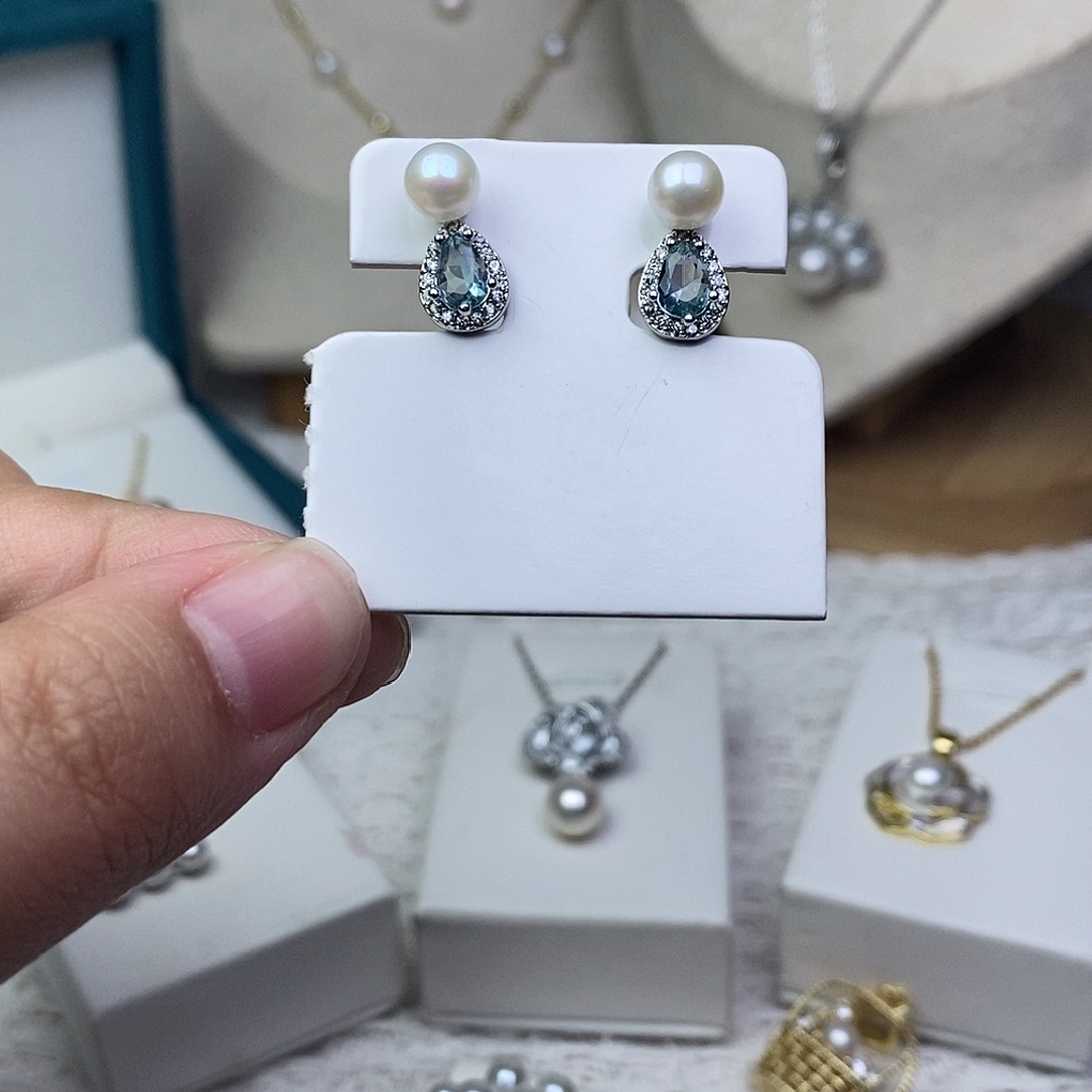 淡水珍珠耳饰银S925镶嵌