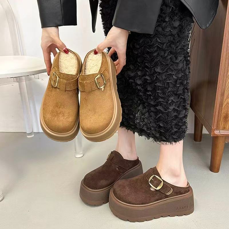 秋冬休闲款法式拖鞋女新款配裙子包头拖鞋111-100