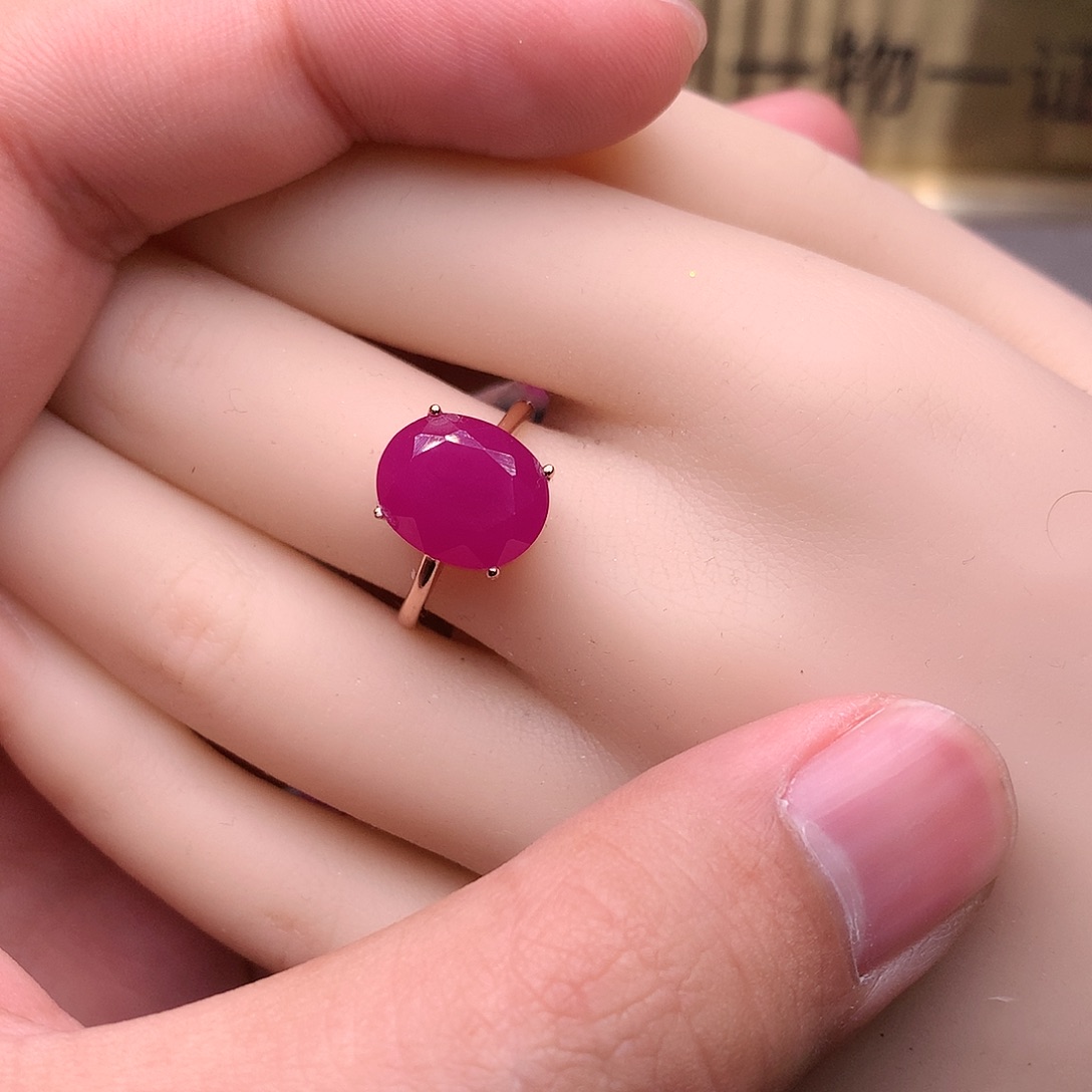 红宝石戒指银S925镶嵌