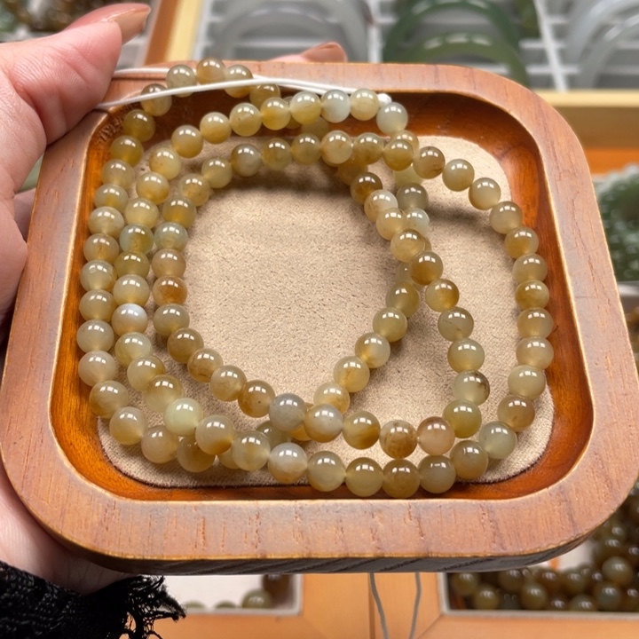 和田玉珠串6mm未镶嵌