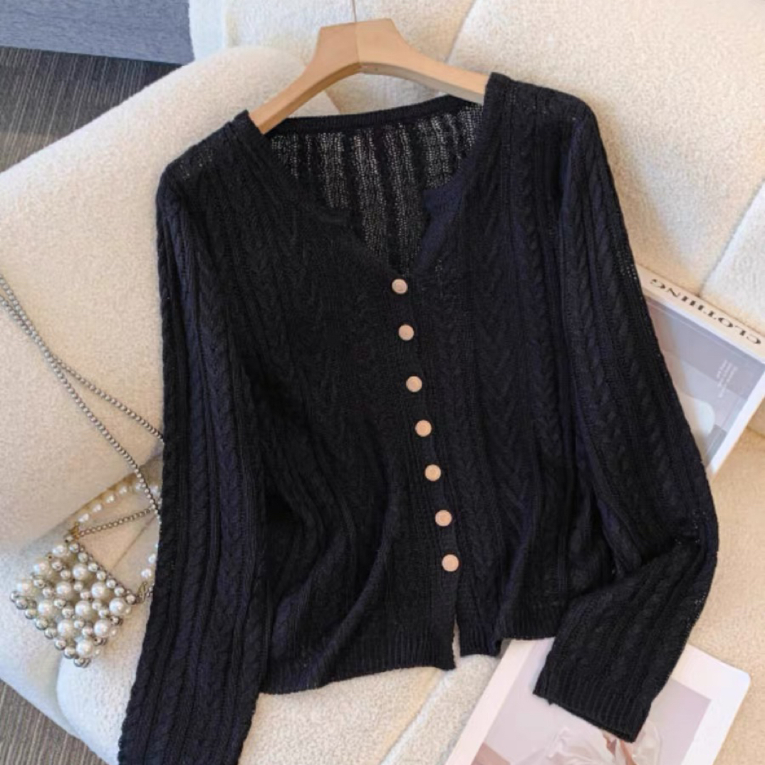 MT【201-300#】时尚洋气女装针织长袖百搭复古修身v领宽松秋季