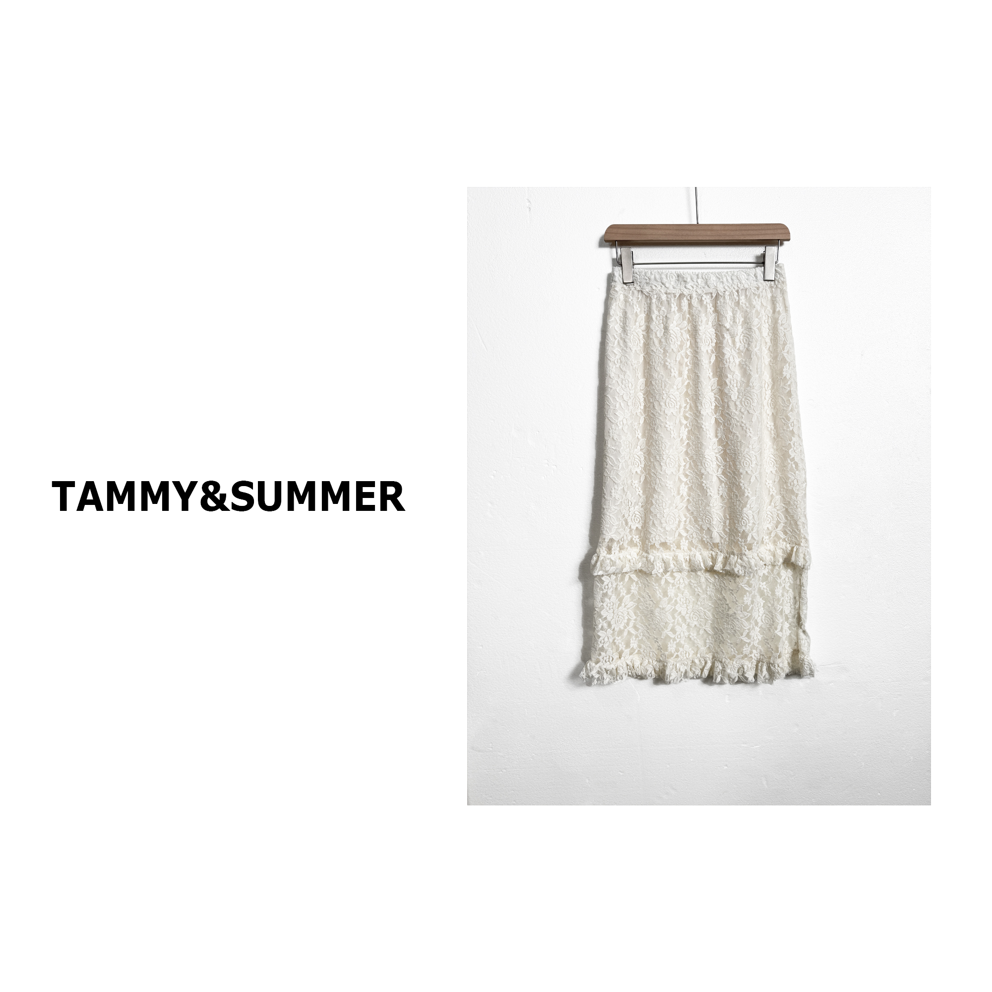 【Tammy&Summer】韩系时尚百搭拼接蕾丝半身裙白色显瘦镂空半裙1955