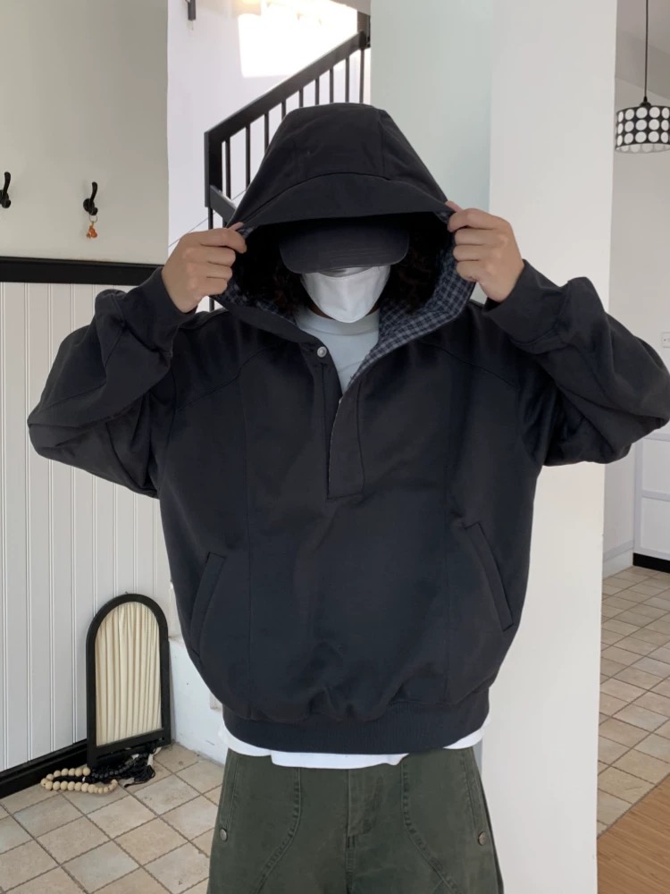 来自AN的品质无需多说！某保189！cleanfit格子拼接加绒卫衣男女