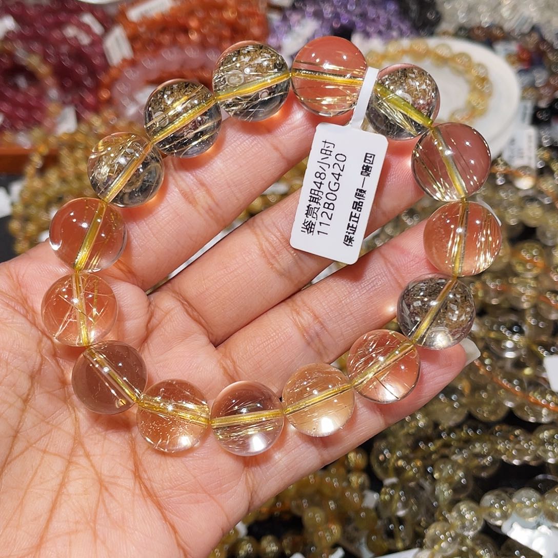 水晶手串未镶嵌金发14m