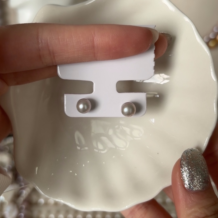 海水珍珠银S925镶嵌耳饰106号