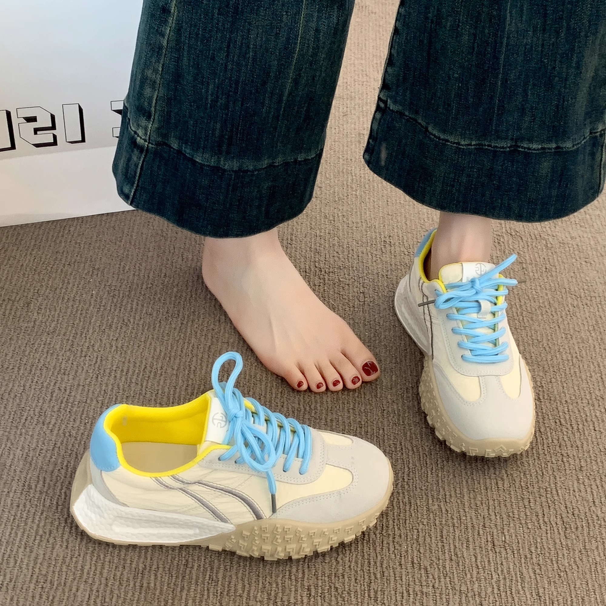 厚底德训鞋女2025新款夏季女鞋子网红百搭阿甘鞋休闲透气小白板鞋