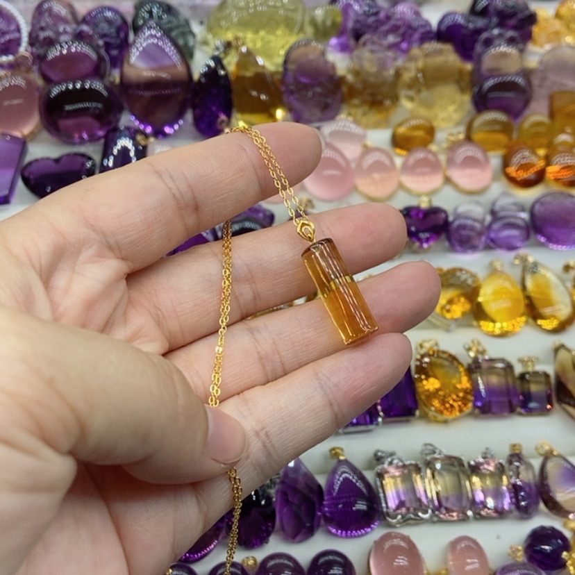 【闪购商品】水晶水晶吊坠18K金镶嵌