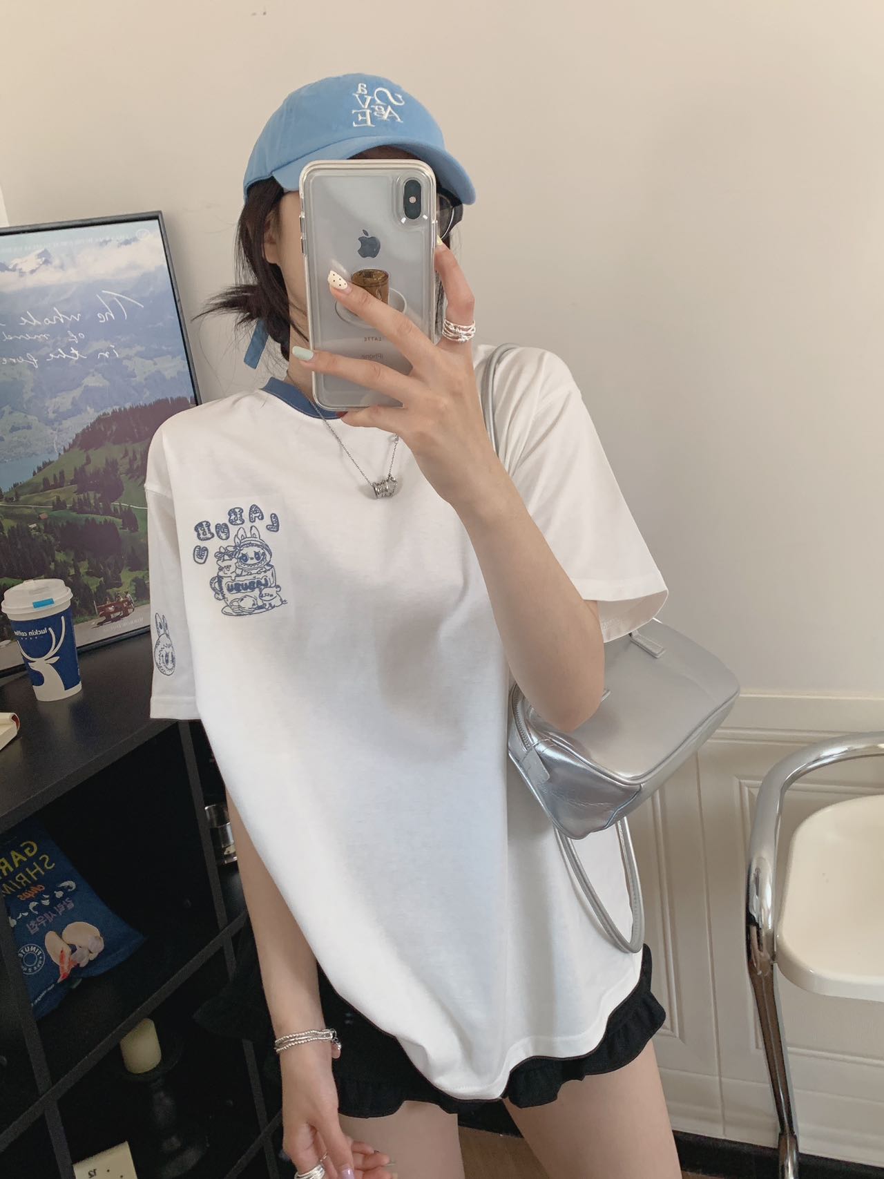 纸袋家金喜 [拉布布]复古美式纯棉手绘礼盒包装T恤2551