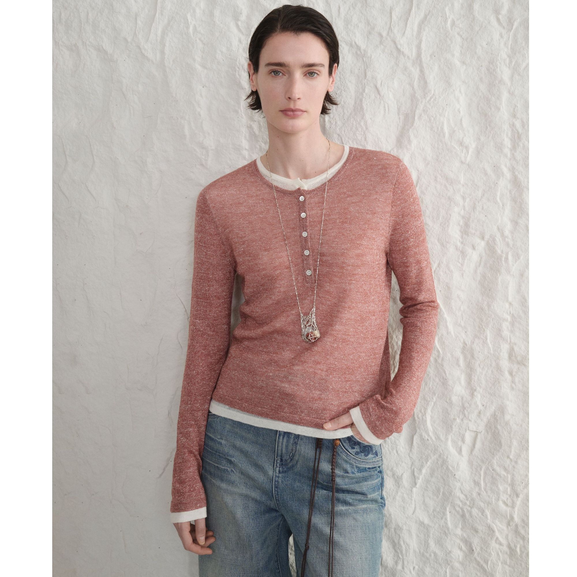 CONCISE-WHITE 简白 26SS春夏新款 假两件针织衫