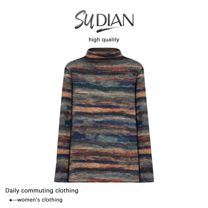 2025年素甸秋冬新款复古工艺印花百搭打底衫Q24CD1965