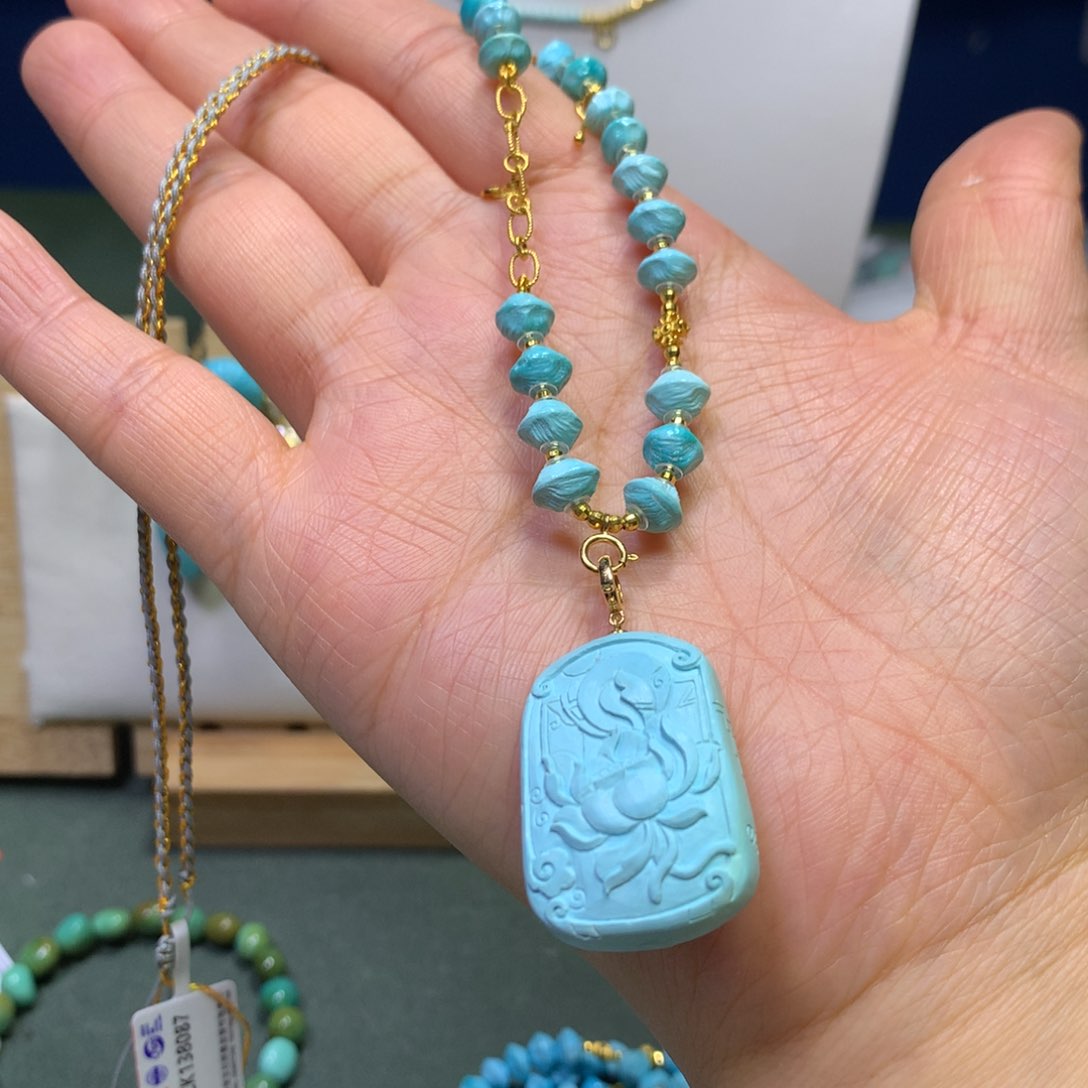 绿松石项链18K金镶嵌