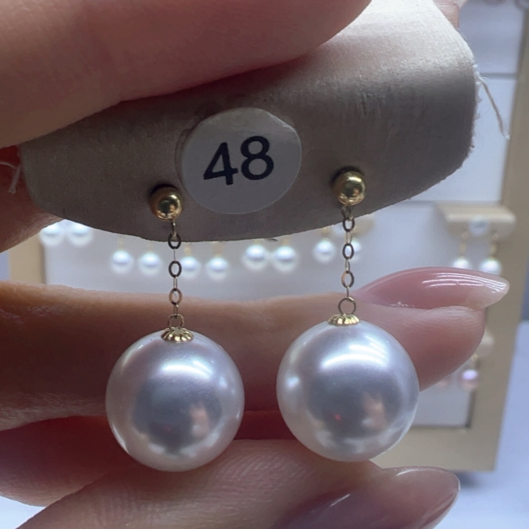 18K金镶嵌淡水珍珠耳饰