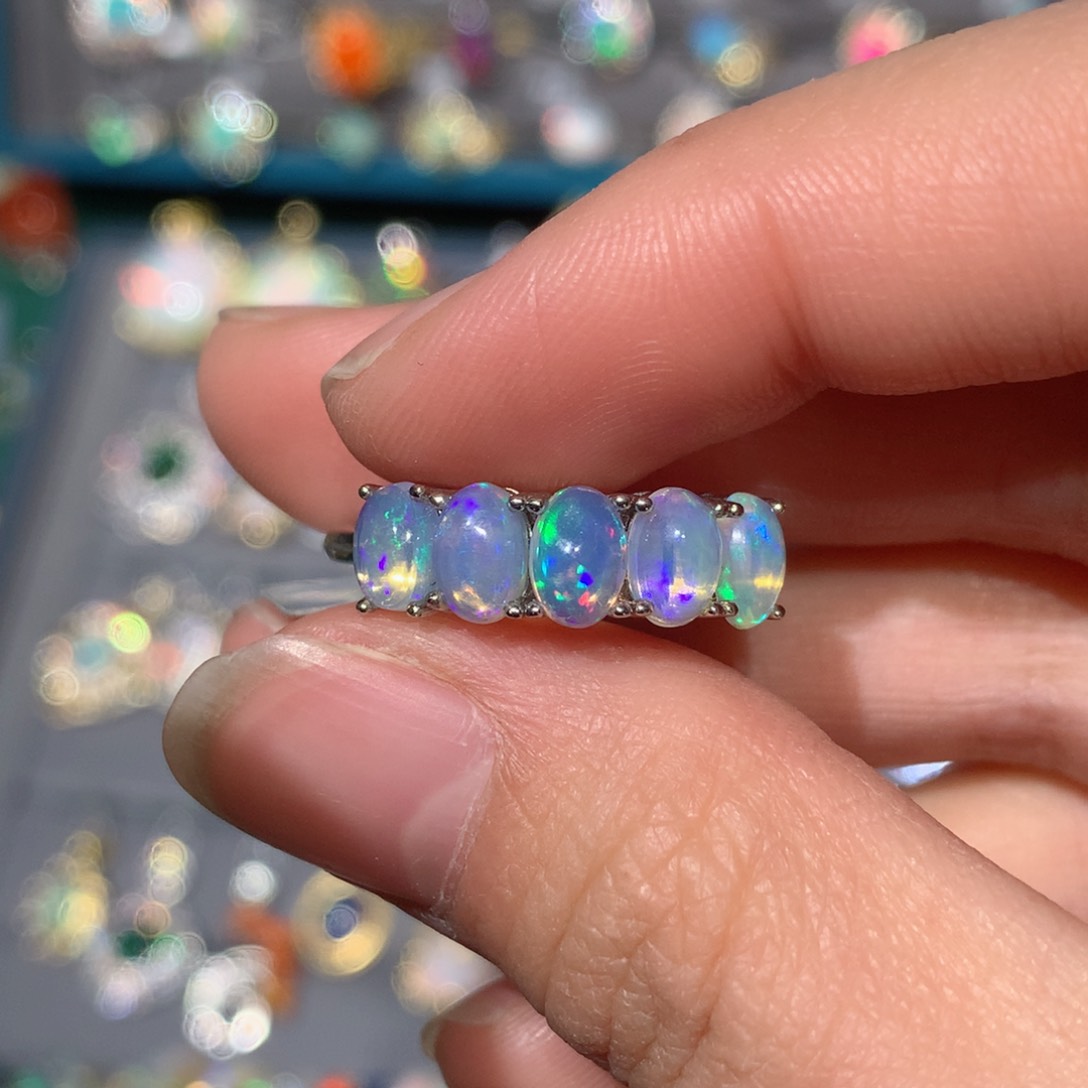 欧泊戒指z银S925镶嵌欧泊