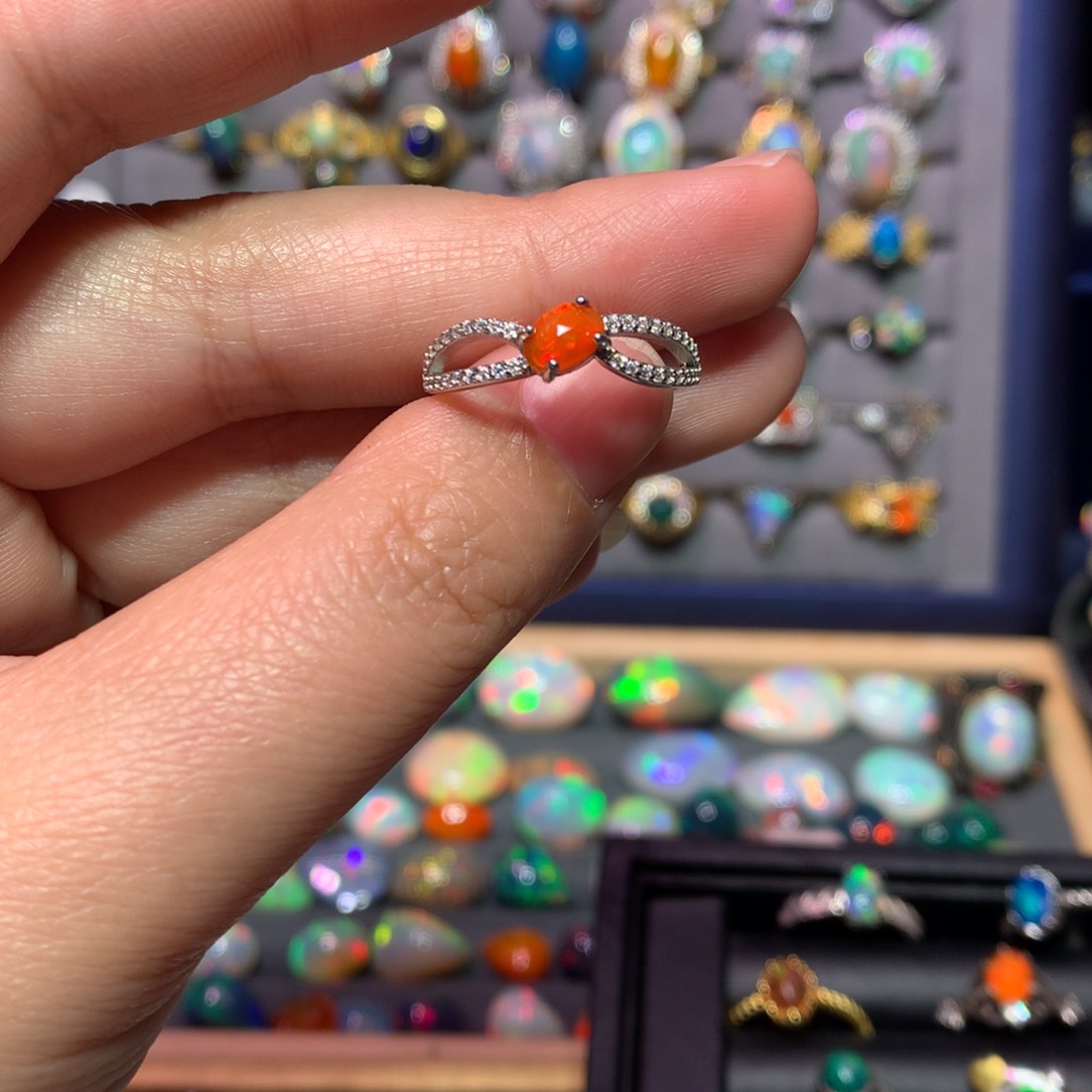 欧泊戒指款式银S925镶嵌