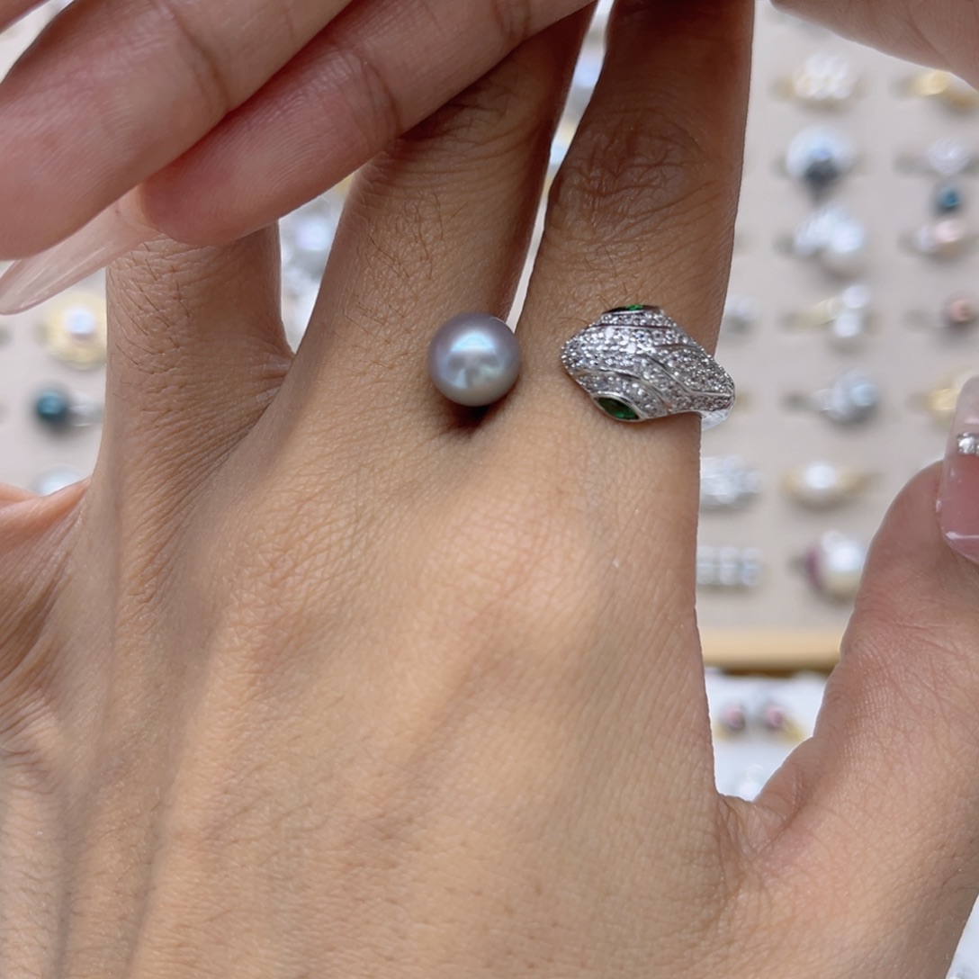霹***妈淡水珍珠戒指合金