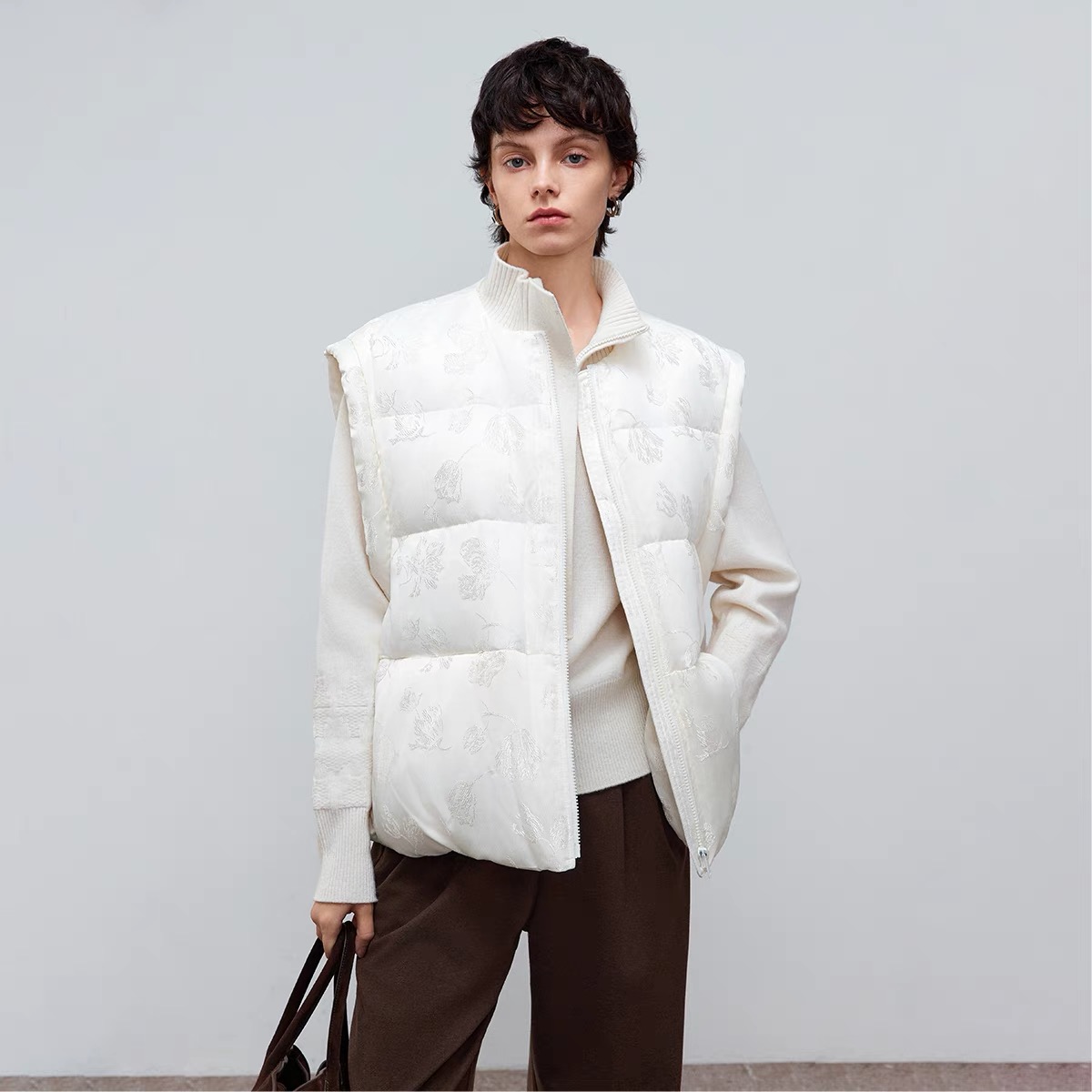 muumun echo新中式国风提花鹅绒马甲女款