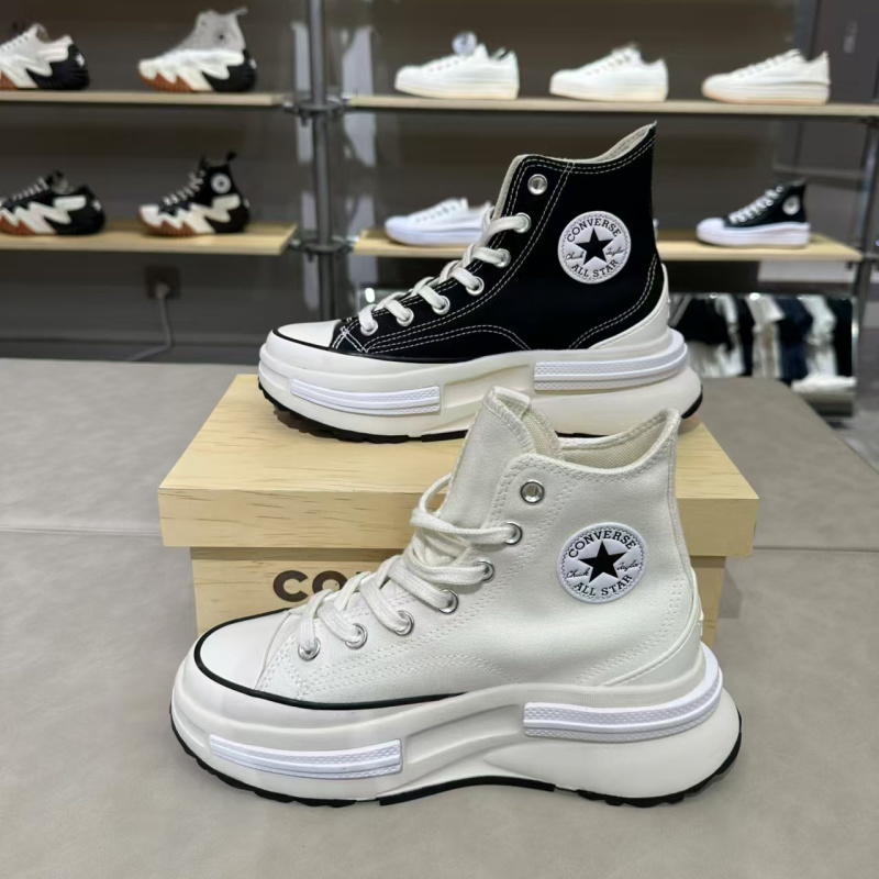 CONVERSE/匡威Run Star经典厚底夹心饼干高帮黑白帆布鞋/A00869C
