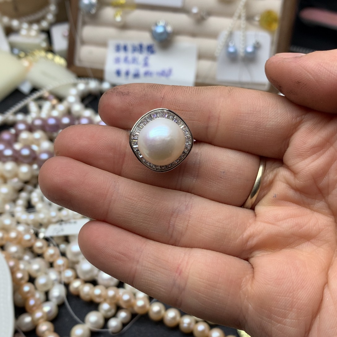 淡水珍珠12-13未镶嵌戒指w40
