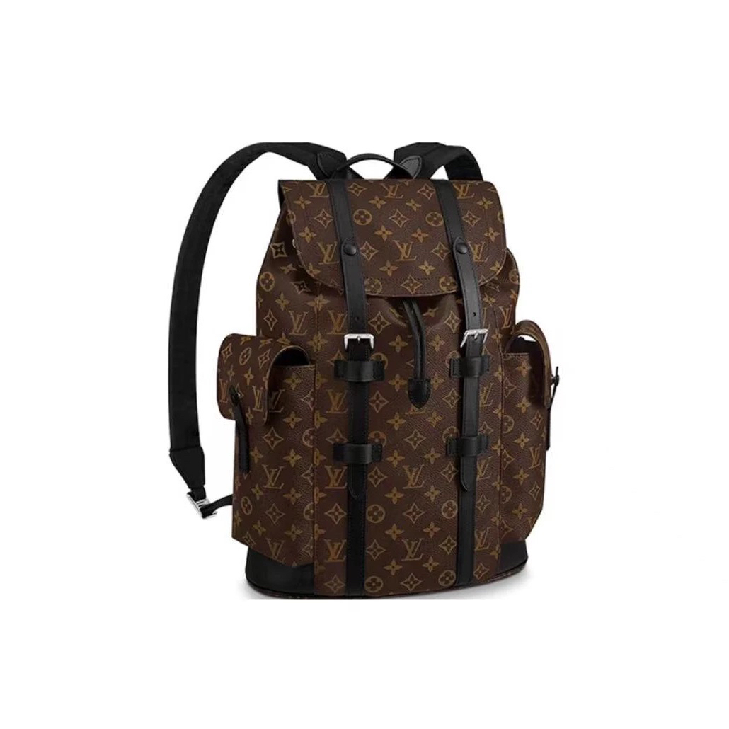99新 LouisVuitton/路易威登 Christopher克里斯托弗棕花双肩中号