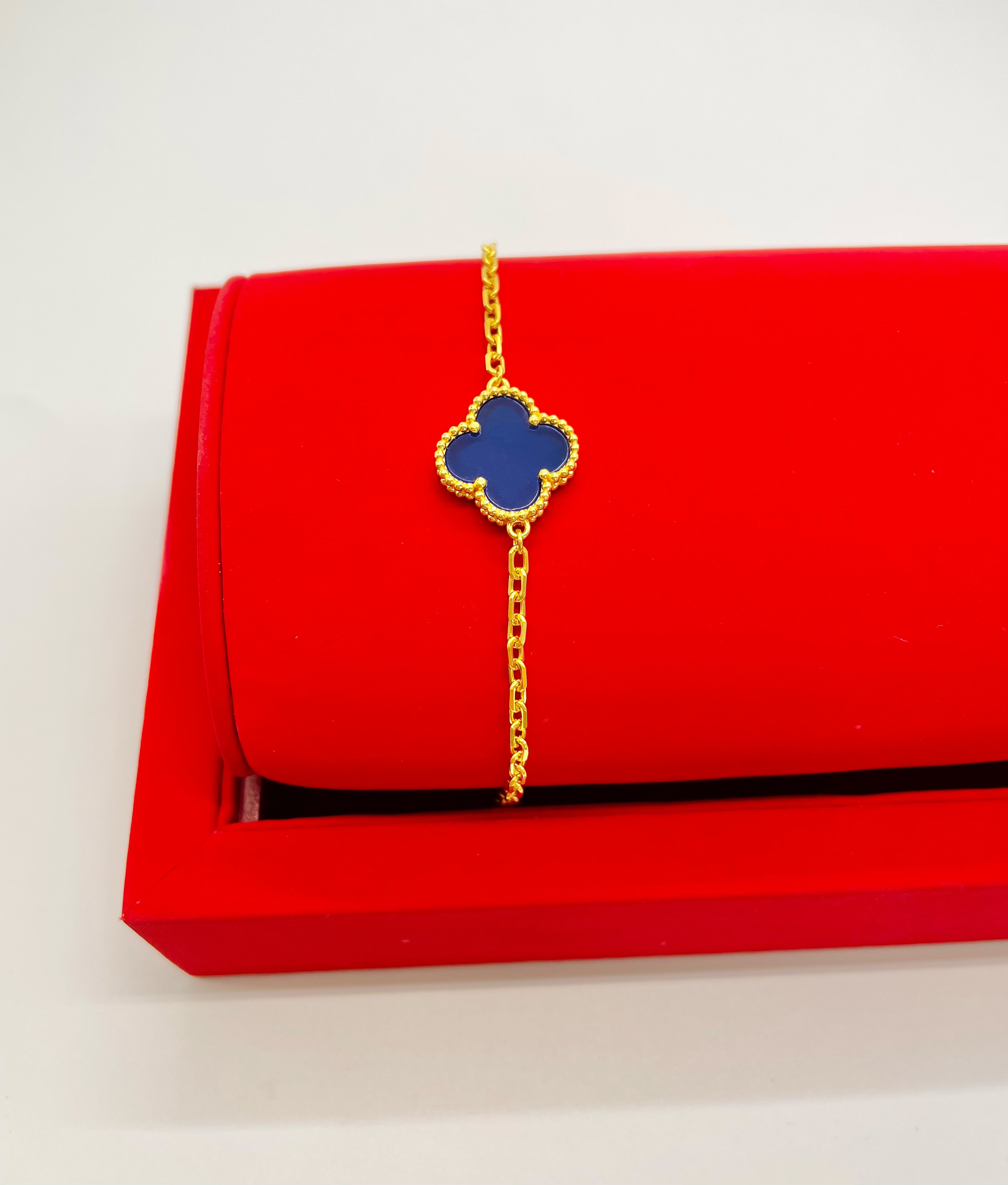 足银手链 银手链足银手链-四叶草手链单花蓝