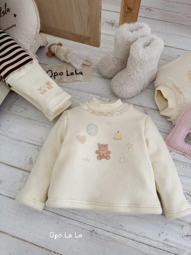 2025冬季新款女童小熊印花蚕丝打底衫77216