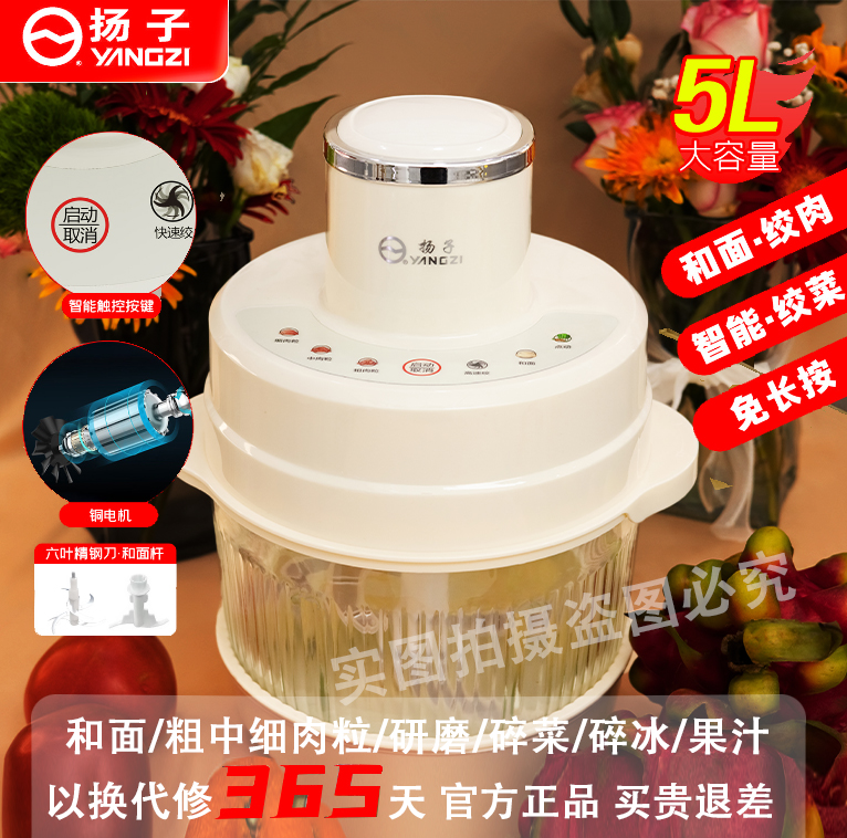 扬子5L大容量和面料理绞肉机dy家用厨房辅食一体碎肉机全自动绞菜