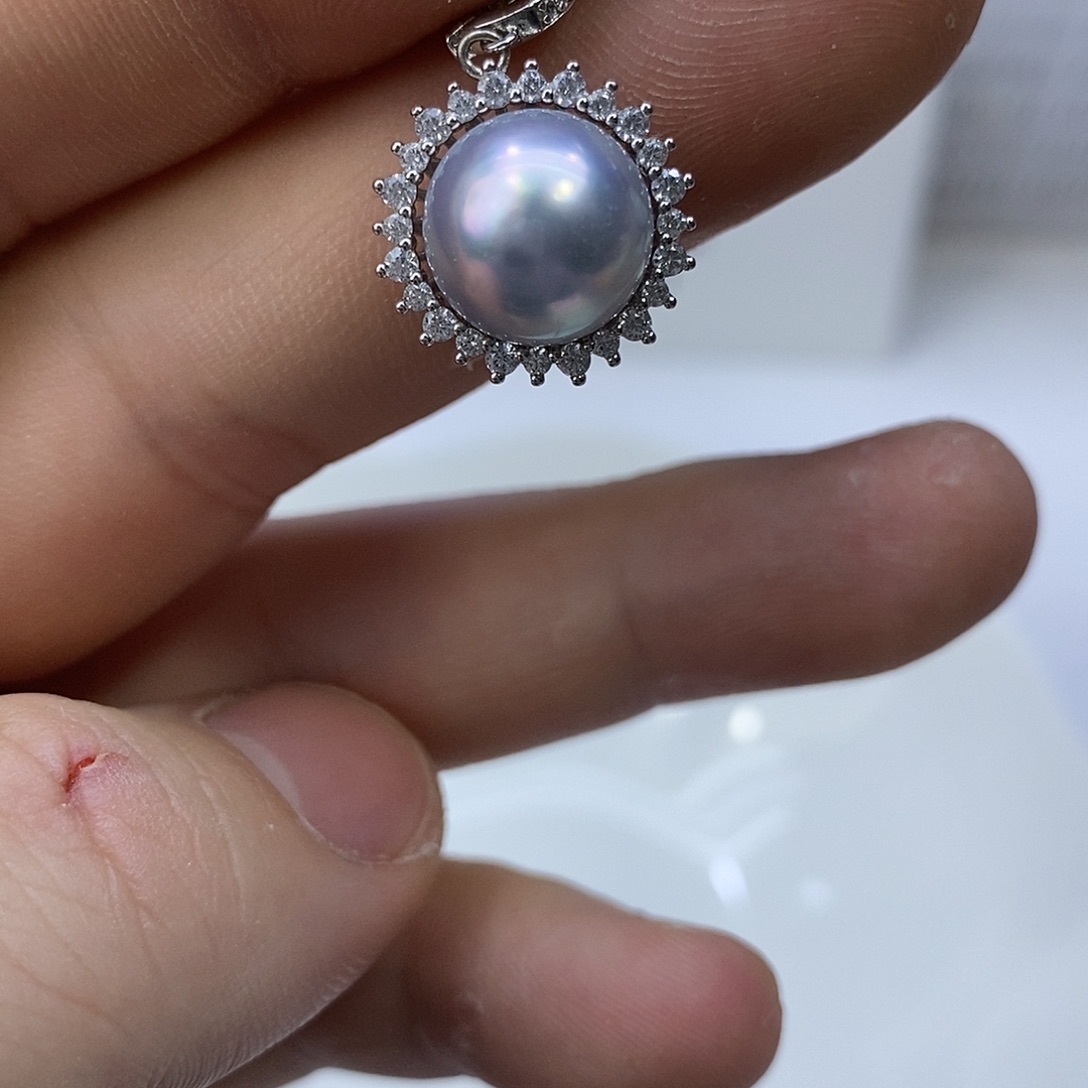 银S925镶嵌海水珍珠颈饰