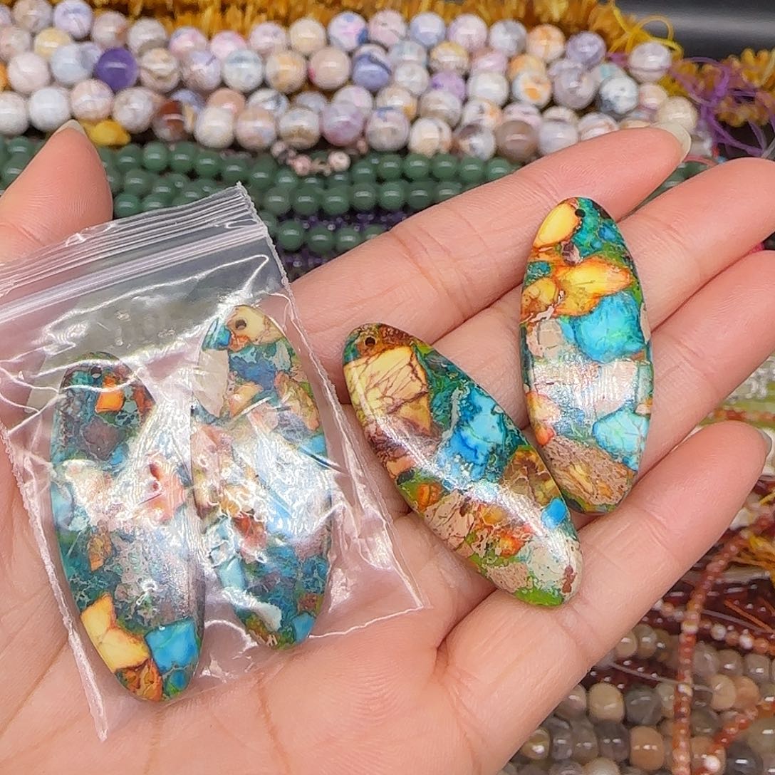 玛瑙/玉髓合金珠宝半成品帝皇石一对