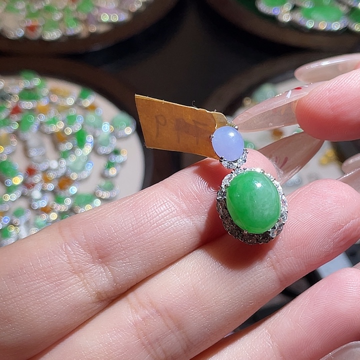 翡翠银S925镶嵌颈饰