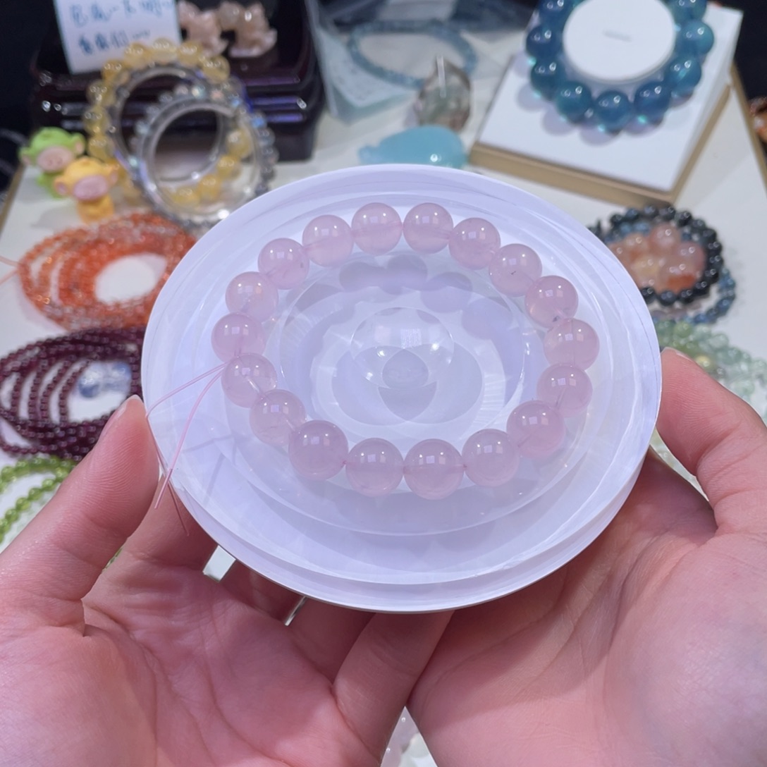 未镶嵌手链水晶蜜桃马粉粉水晶11+