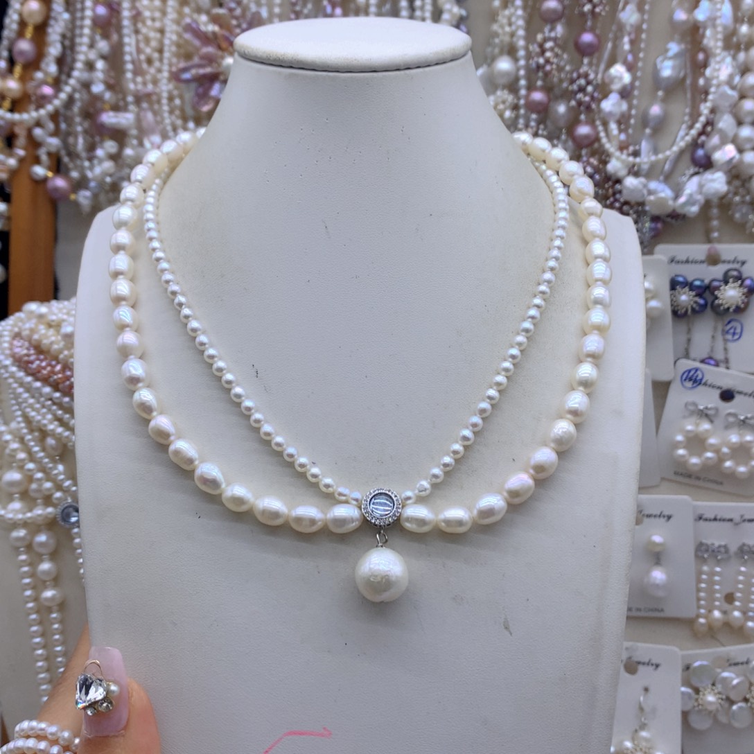 S***a银S925镶嵌淡水珍珠项链耳饰