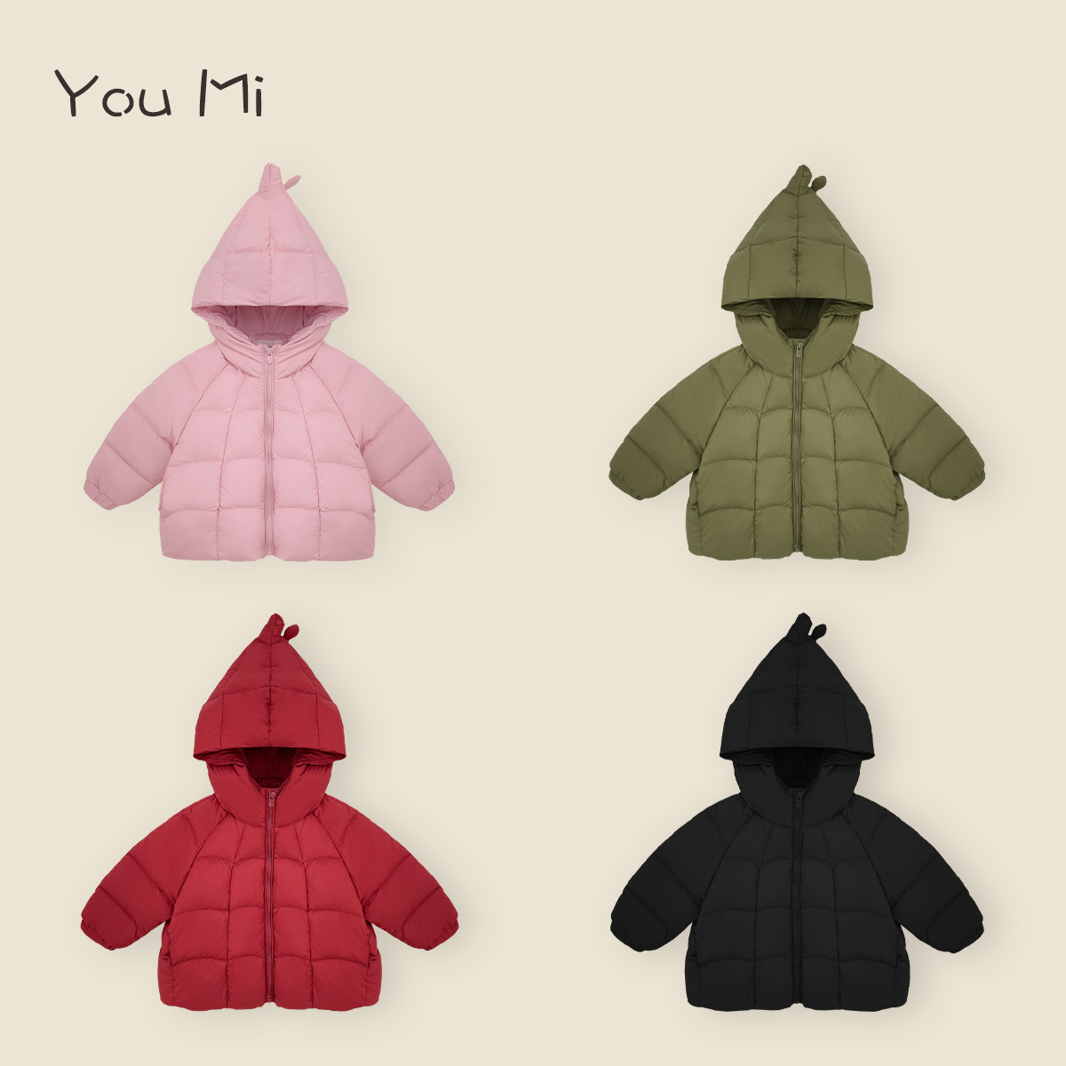 冬装婴幼儿小童韩版时尚可爱超萌尖帽加厚保暖羽绒服YT0090-YTD