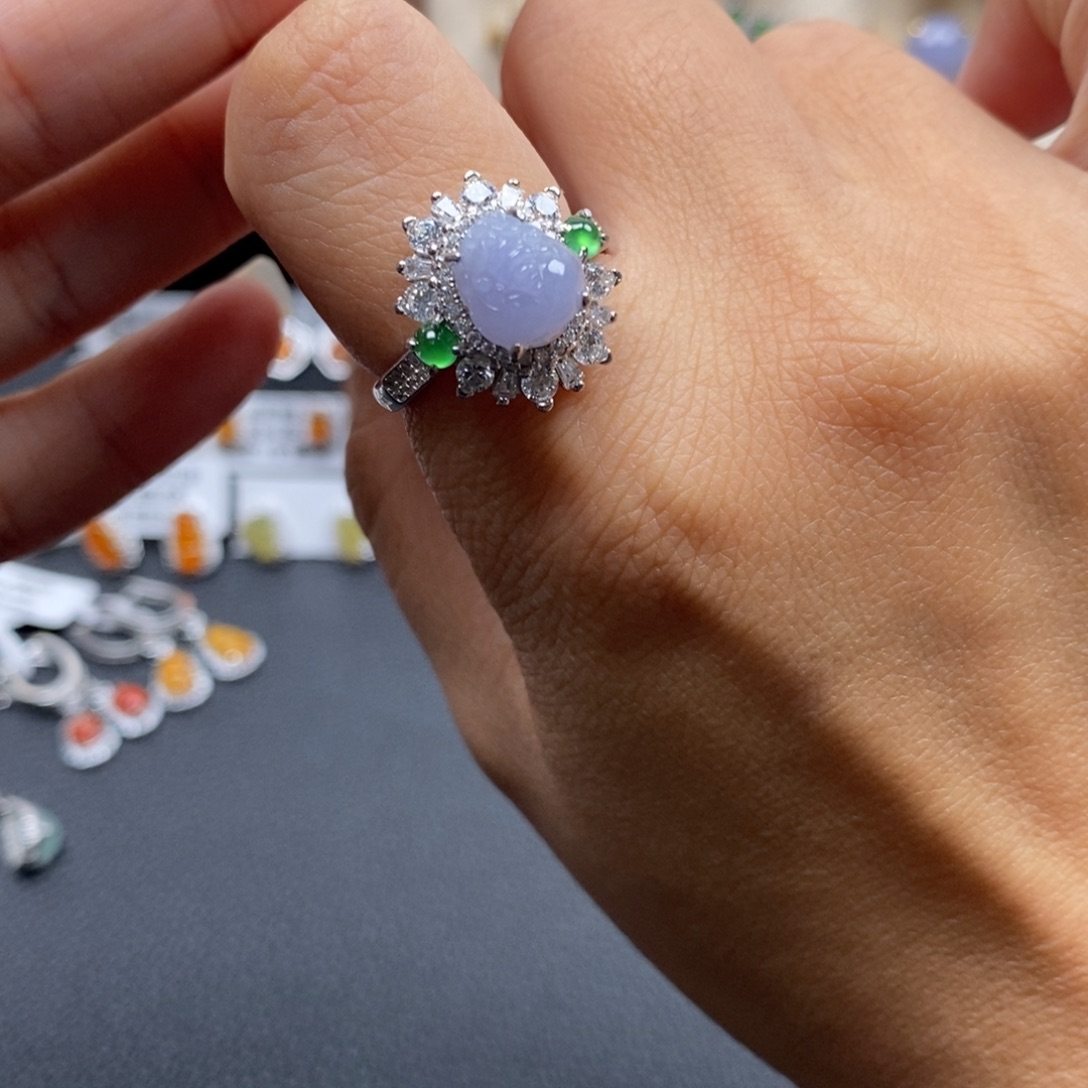 蓝****翡翠银S925镶嵌戒指