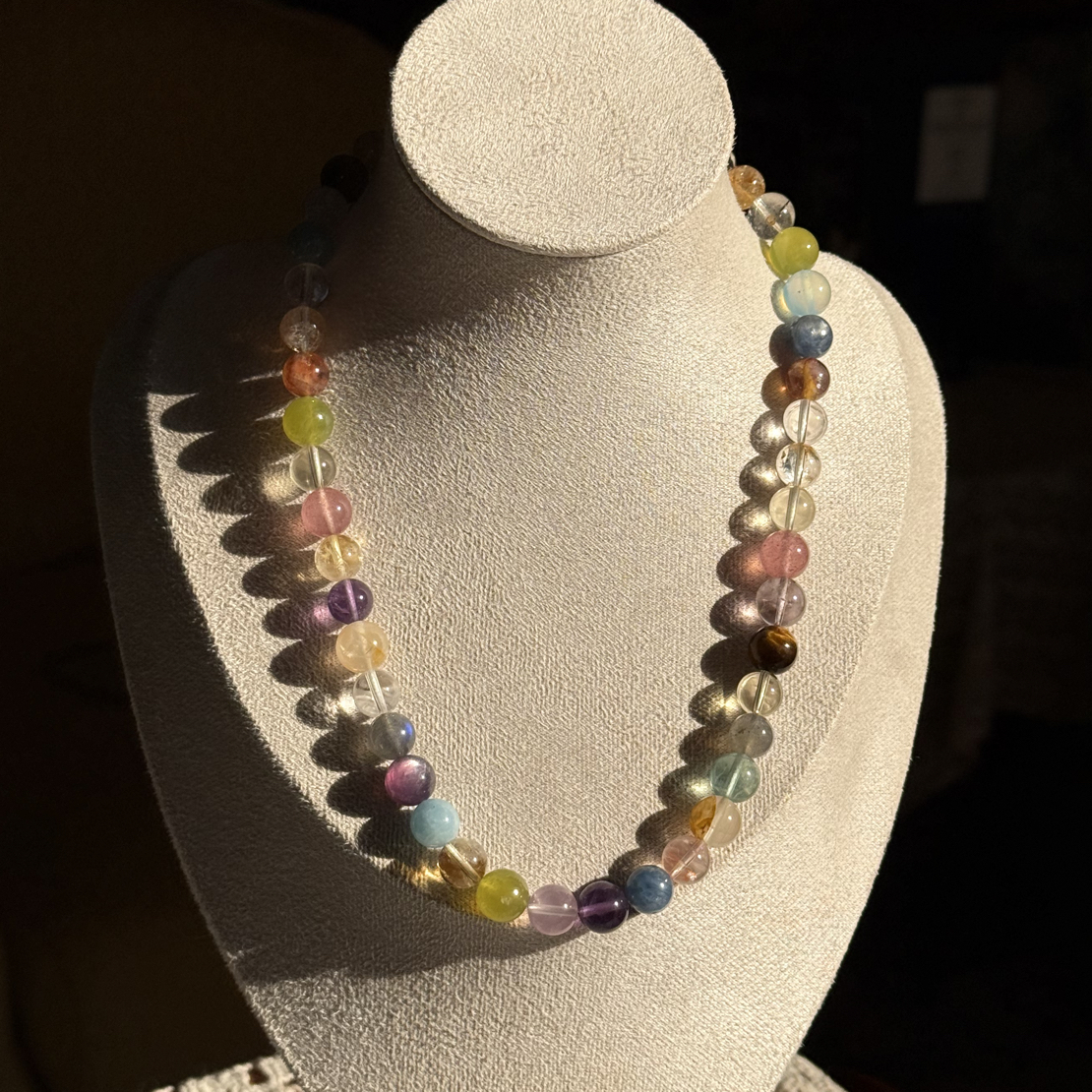 《花路》天然水晶彩虹多宝水晶项链10mm长度小众彩色宝石颗颗精选
