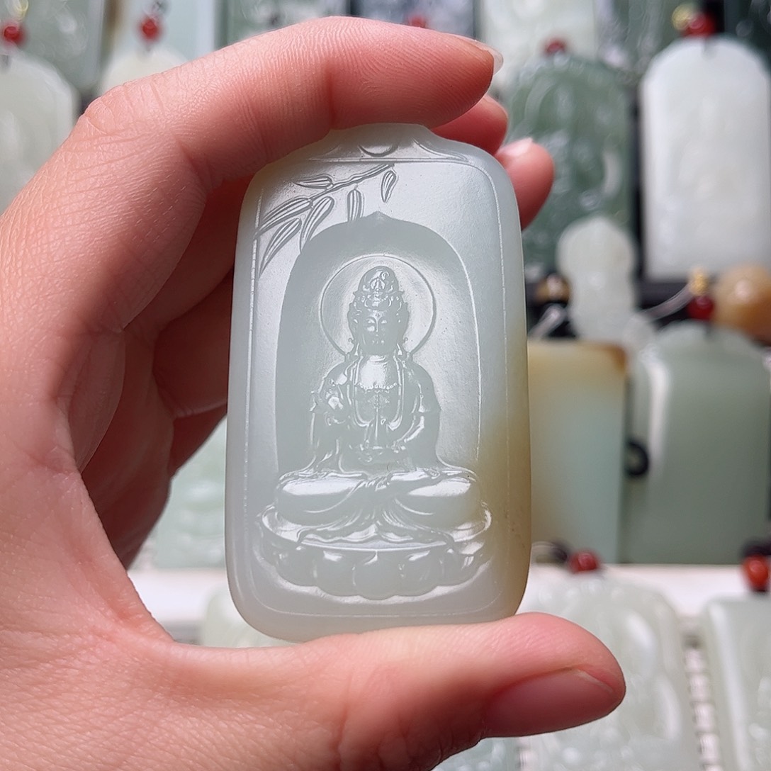 和田玉未镶嵌挂件生****灬