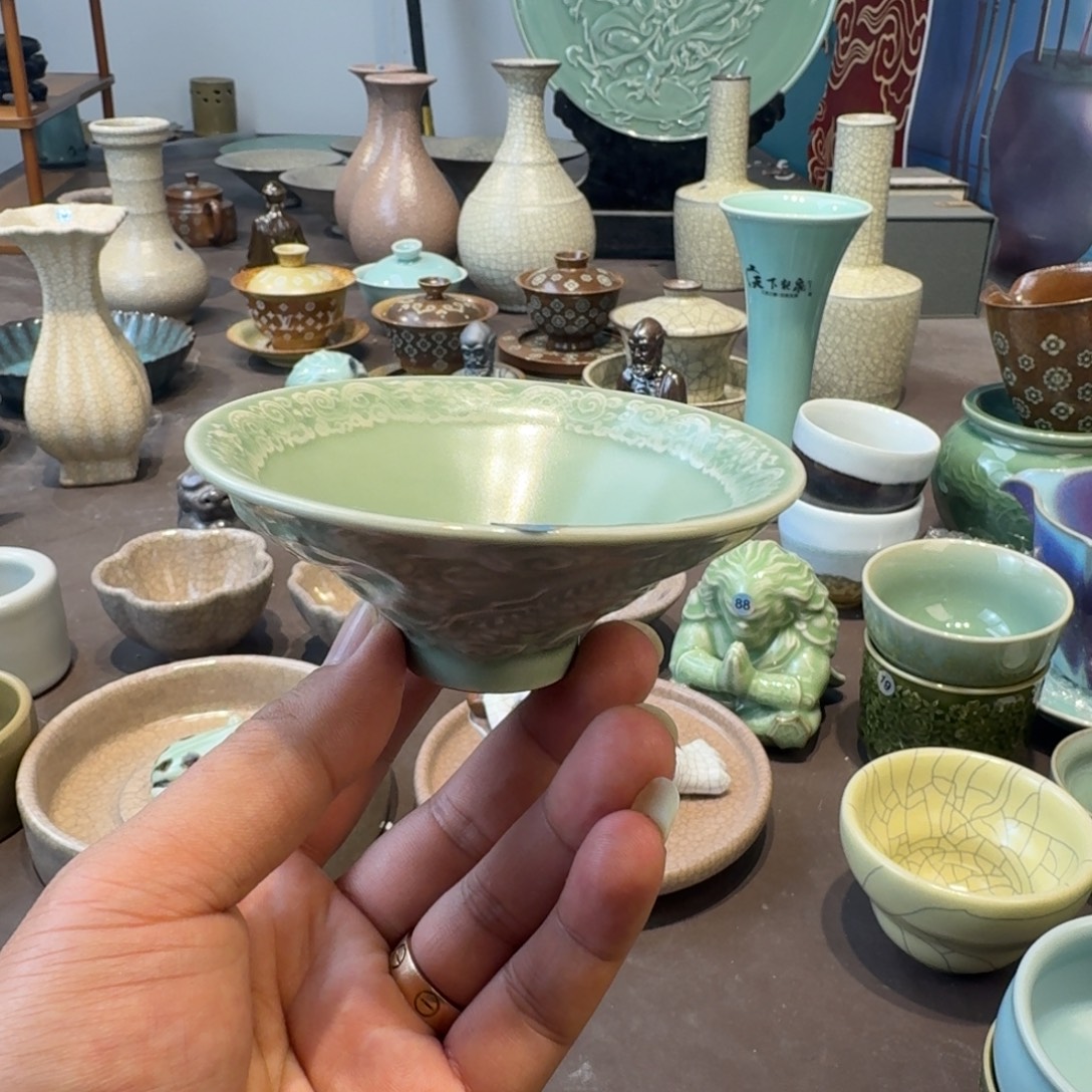 龙泉青瓷茶具微瑕