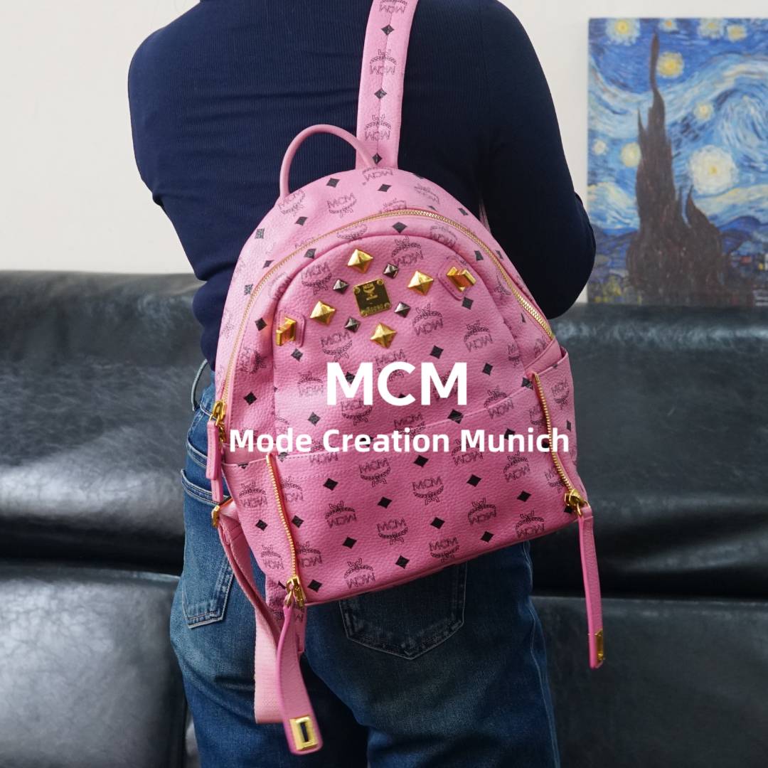 95新 MCM 粉色双肩包/HH11717569/7569