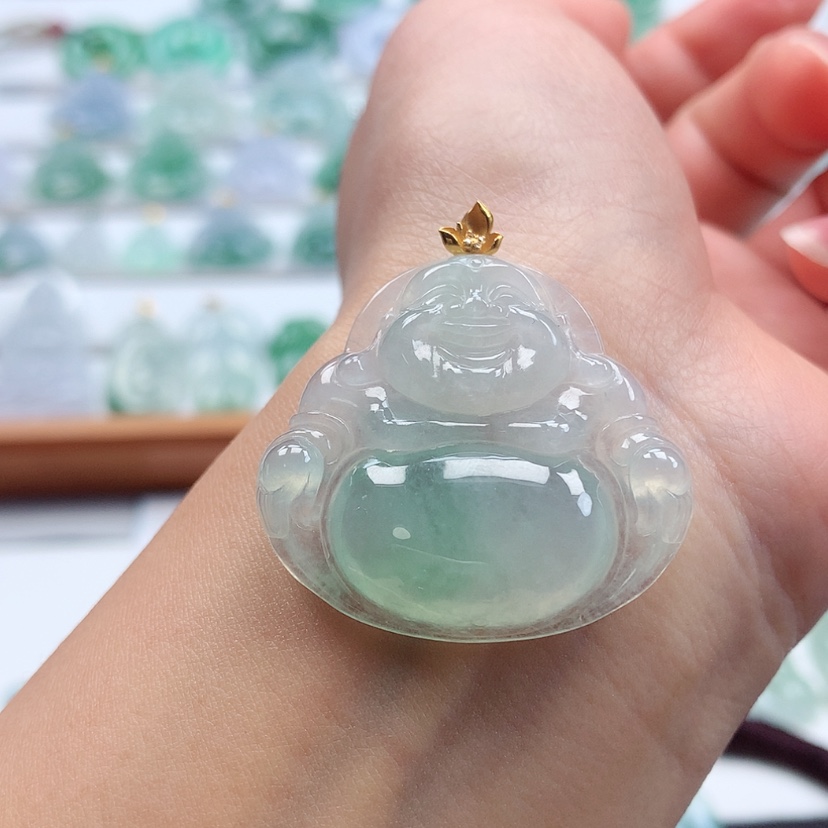 【闪购商品】翡翠吊坠(赠链)18K金镶嵌