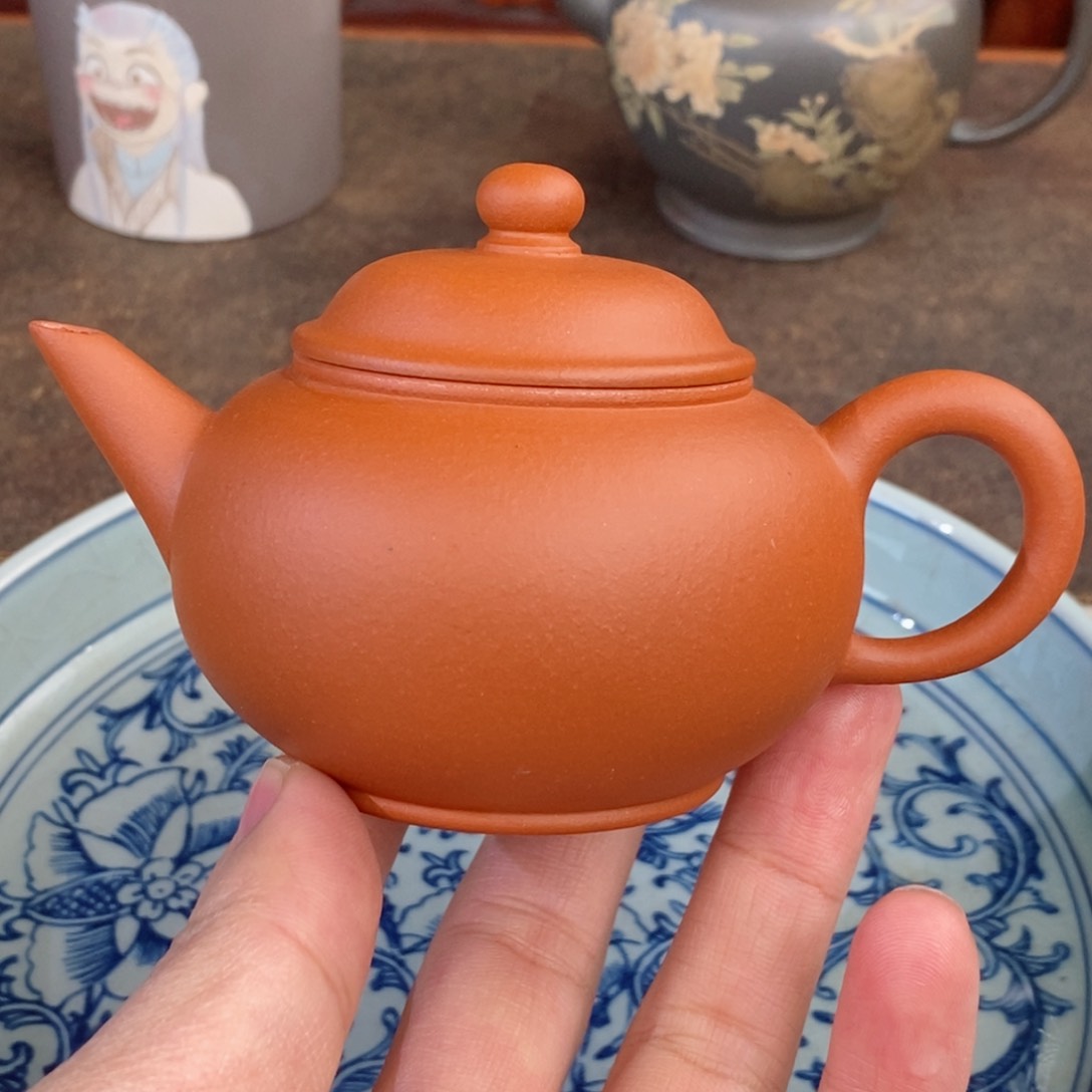 紫砂茶壶小红泥水平100毫升半手工