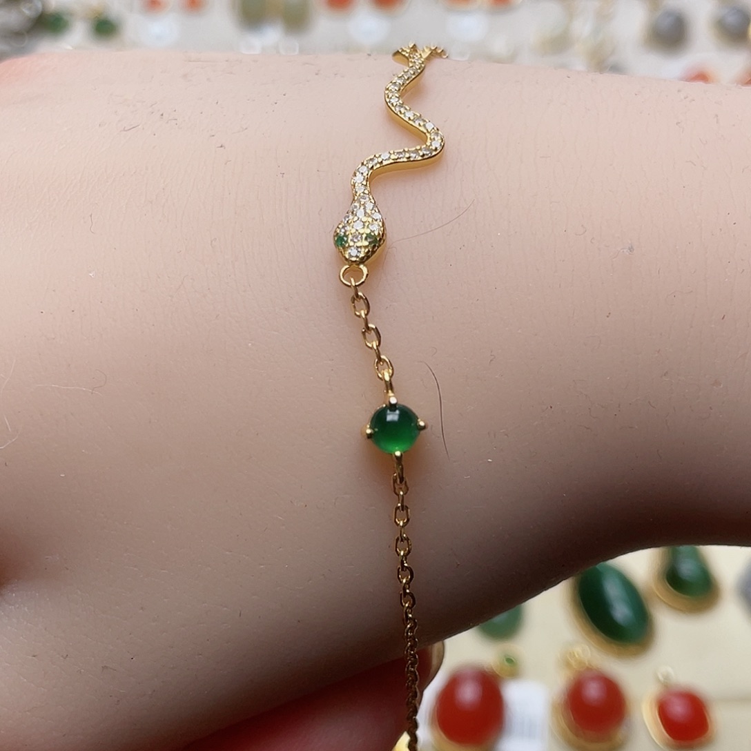 和田玉手链银S925镶嵌