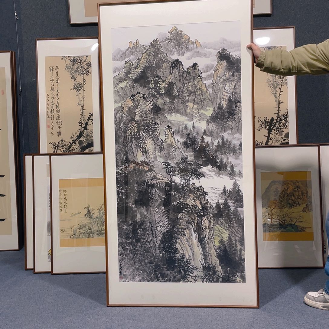 国画手绘作品带框