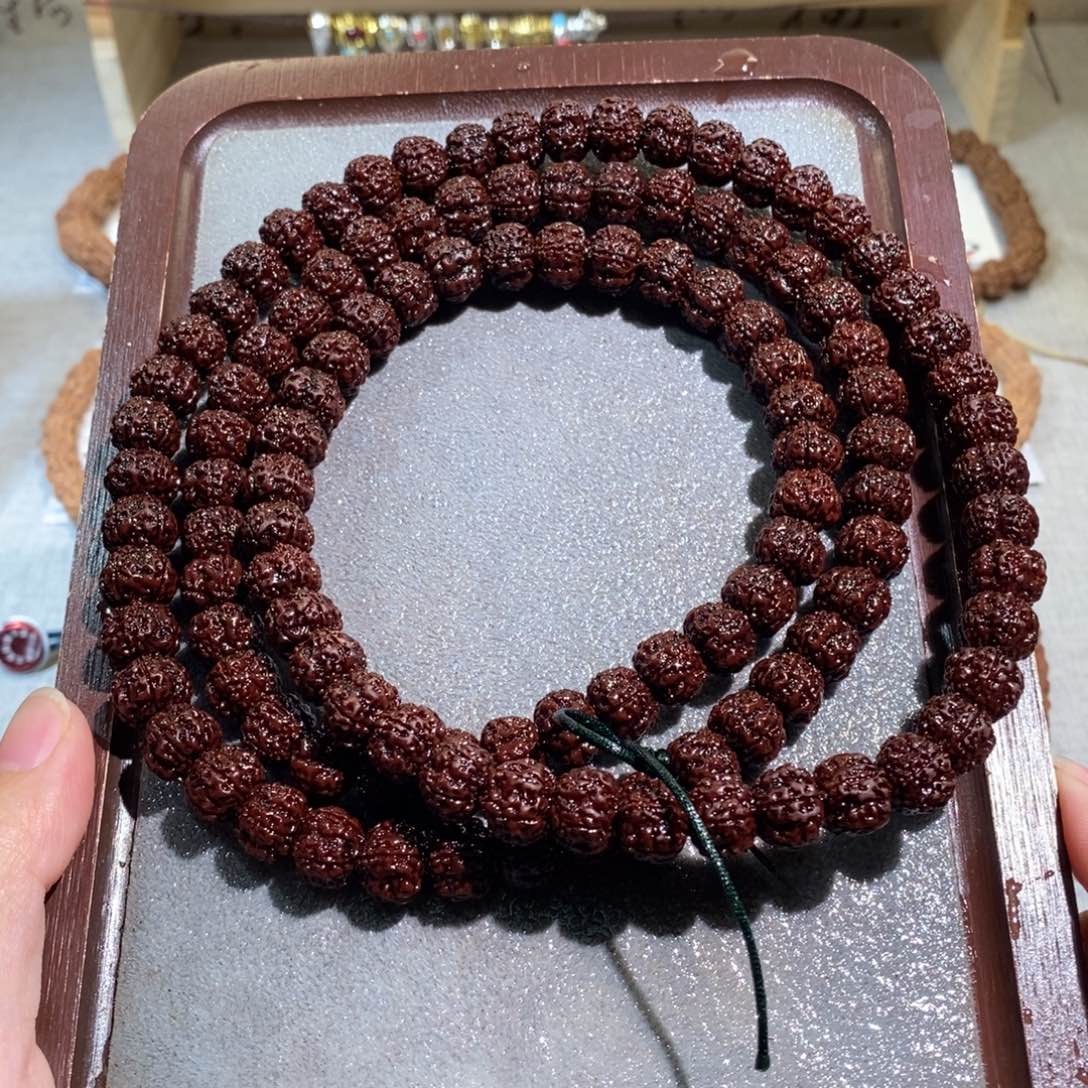 吊坠金刚菩提下水精挑老树紫红皮平细108脖挂009