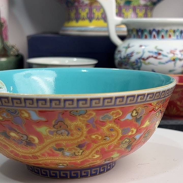 峡***銘8888888899999999法郎龙凤呈祥赏碗