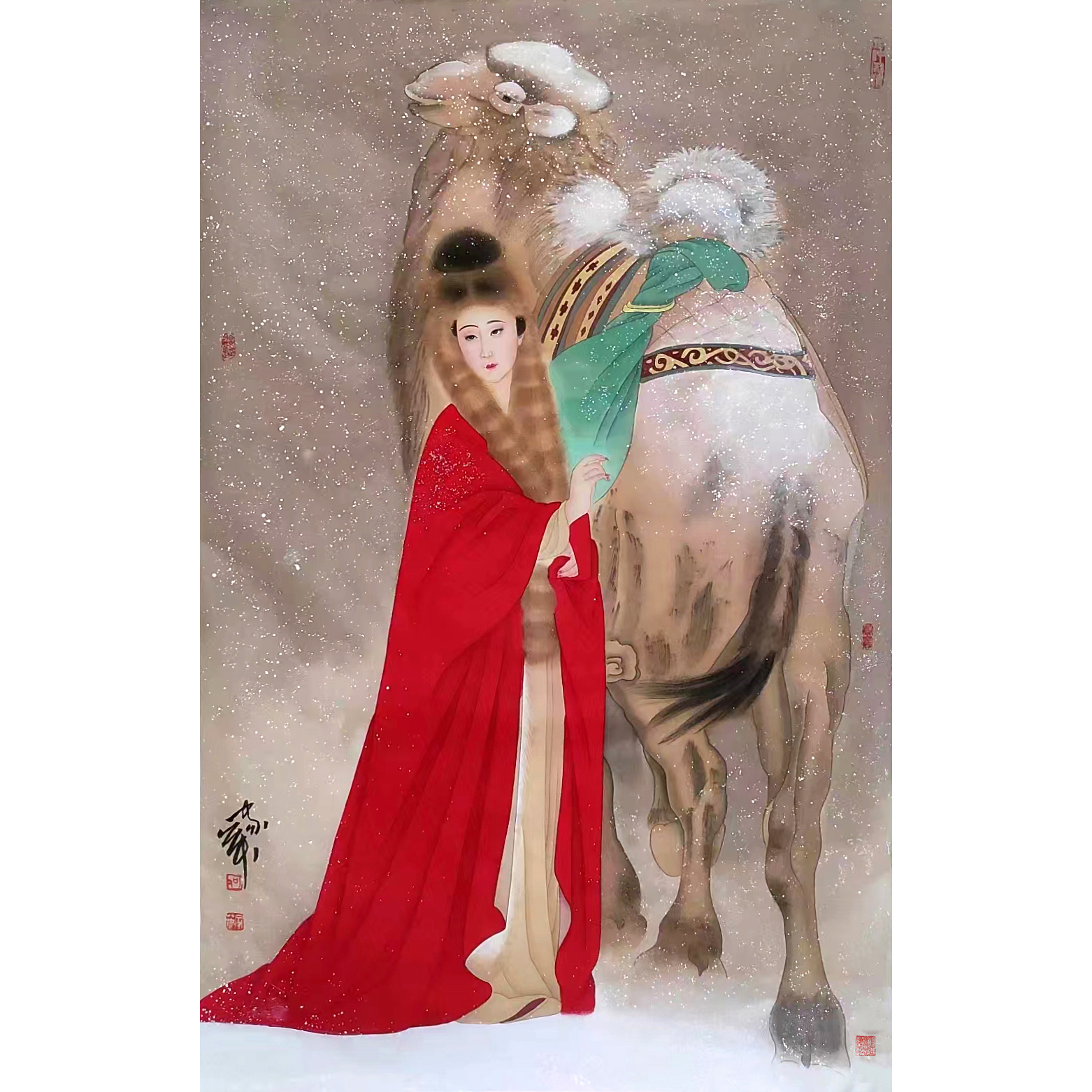 LOT12 何家英 【昭君出塞】 绢本 120*80cm  约8.6平尺
